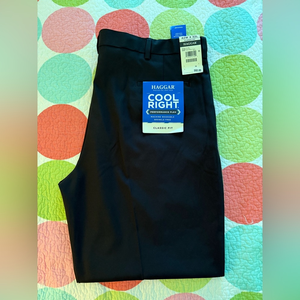 NWT Haggar Black Dress Pants Classic Style